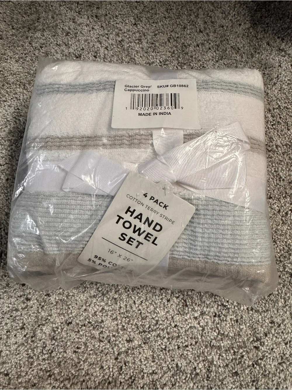 Great bay home Decorative Cotton Stripe Bath Towel Set Noelle glacier gray